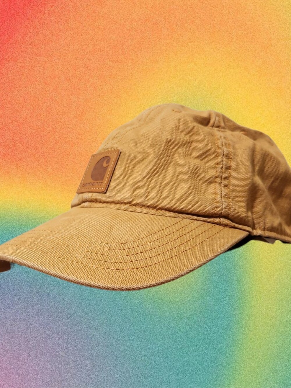 Carhartt Brown Canvas Baseball Cap with Leather Logo Patch